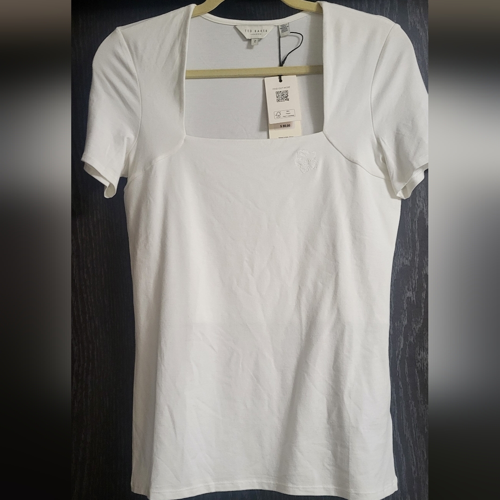 Ted Baker White Fitted T-Shirt with Short Sleeves - Picture 6 of 11